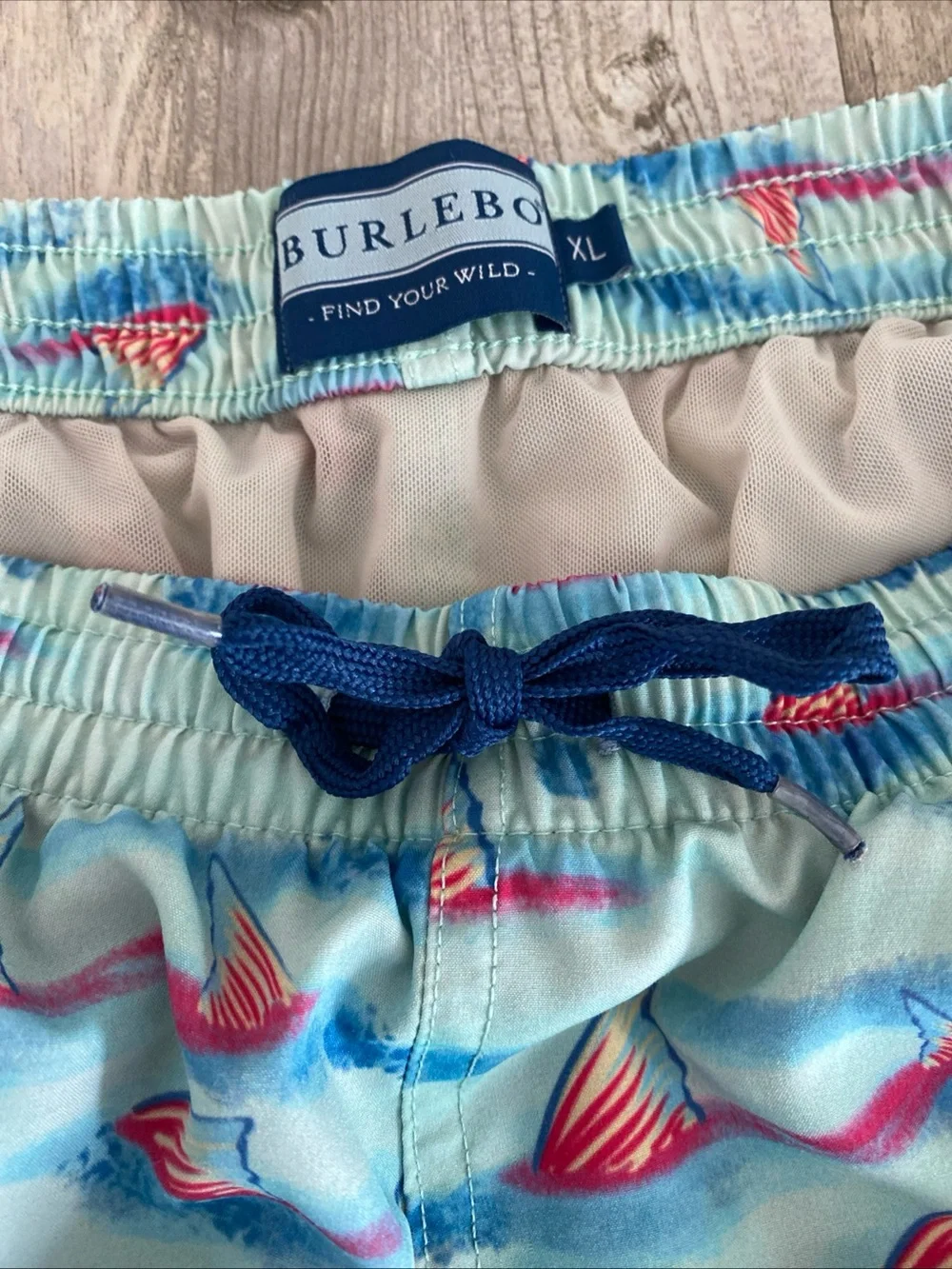 Burlebo Mens Lined Swim Shorts Trunks Colorful Vibrant Fins XL